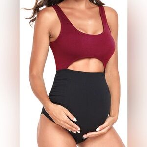 New Woman’s EastElegant Maternity Swimsuit with Cut Out Size Medium Padded Bra